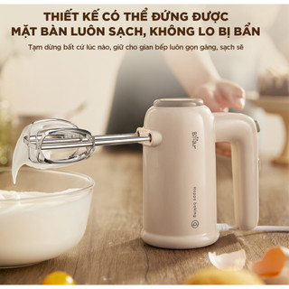 Máy đánh trứng cầm tay mini Bear HM-5H01J29, Công suất 125W, 5 Chế độ, Que inox 304, BH 18 Tháng