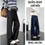 Quần Jean Nam Suông FABUMAN Dài XÁM chỉ nổi rộng 28cm màu Đen/Xanh chất jean mềm cạp cao BIGSIZE