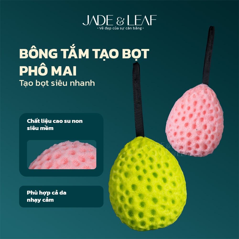 Bông Tắm Tạo Bọt Jade&Leaf Cao Cấp Hình Bọt Phô Mai, Chất Liệu Lưới Mềm Mịn Size Lớn Bọt Nhiều