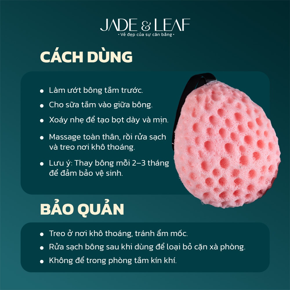 Bông Tắm Tạo Bọt Jade&Leaf Cao Cấp Hình Bọt Phô Mai, Chất Liệu Lưới Mềm Mịn Size Lớn Bọt Nhiều