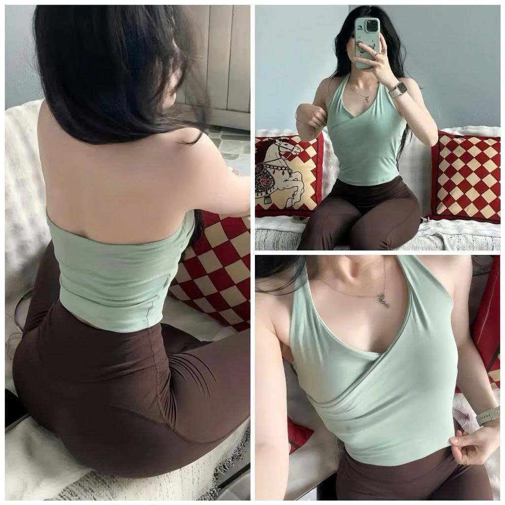 Áo Ôm Cổ Tim Dễ Thương Chiết Eo Kèm Mút HOTHISPORT