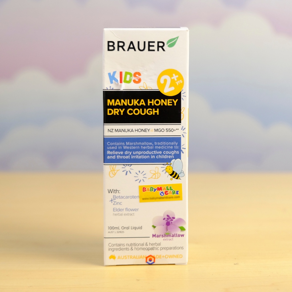 Siro Brauer Kids Manuka Honey Dry Cough 100ml Cho Trẻ 2+ Hỗ Trợ Dịu Họng  |  Babymall & Care