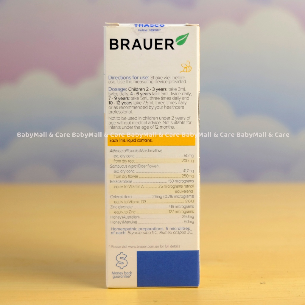 Siro Brauer Kids Manuka Honey Dry Cough 100ml Cho Trẻ 2+ Hỗ Trợ Dịu Họng  |  Babymall & Care