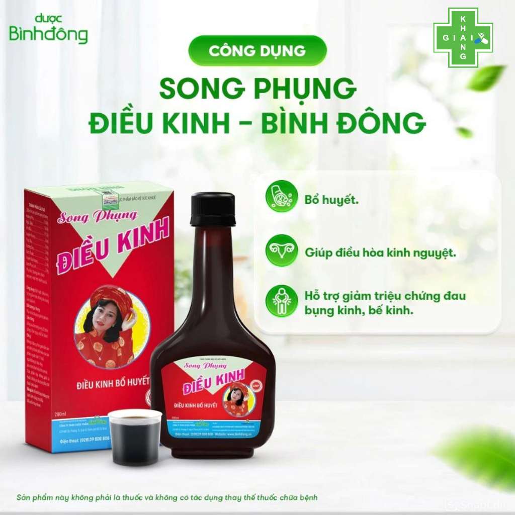 Cao lỏng điều hòa kinh nguyệt, giúp giảm đau bụng kinh Song phụng điều kinh Bình Đông (Chai 280ml)