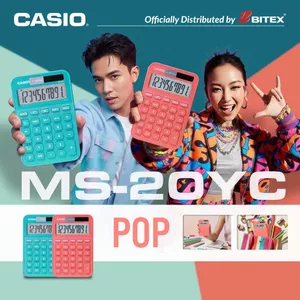Máy Tính Cầm Tay Casio MS-20YC Đa Sắc Màu Thời Trang (12 Chữ Số) - Tính Thuế & Thời Gian, Năng Lượng Kép