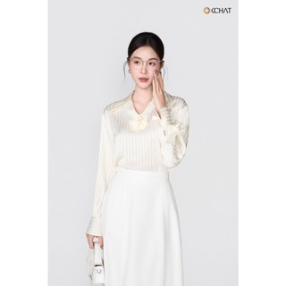 Áo Sơ Mi Nữ 𝐂𝐂𝐇𝐀𝐓 Dáng Suông Gemma Hoa Trang Trí Chất Liệu Lụa Mềm Mại 25FDL5017ST