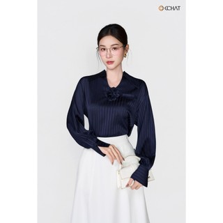 Áo Sơ Mi Nữ 𝐂𝐂𝐇𝐀𝐓 Dáng Suông Gemma Hoa Trang Trí Chất Liệu Lụa Mềm Mại 25FDL5017ST