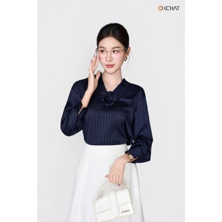 Áo Sơ Mi Nữ 𝐂𝐂𝐇𝐀𝐓 Dáng Suông Gemma Hoa Trang Trí Chất Liệu Lụa Mềm Mại 25FDL5017ST