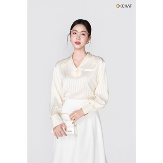 Áo Sơ Mi Nữ 𝐂𝐂𝐇𝐀𝐓 Dáng Suông Gemma Hoa Trang Trí Chất Liệu Lụa Mềm Mại 25FDL5017ST