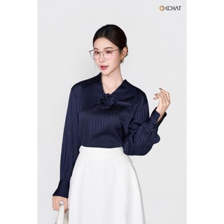Áo Sơ Mi Nữ 𝐂𝐂𝐇𝐀𝐓 Dáng Suông Gemma Hoa Trang Trí Chất Liệu Lụa Mềm Mại 25FDL5017ST