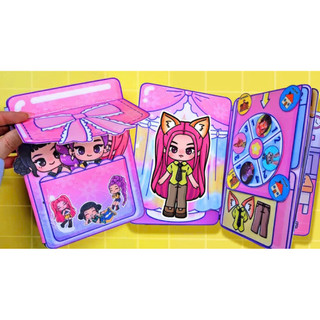 Đồ chơi bóc dán Nhà Kpop Demon - Sân khấu biểu diễn, vòng quay trang phục của Rumi, Mira, Zoey 😍 búp bê giấy