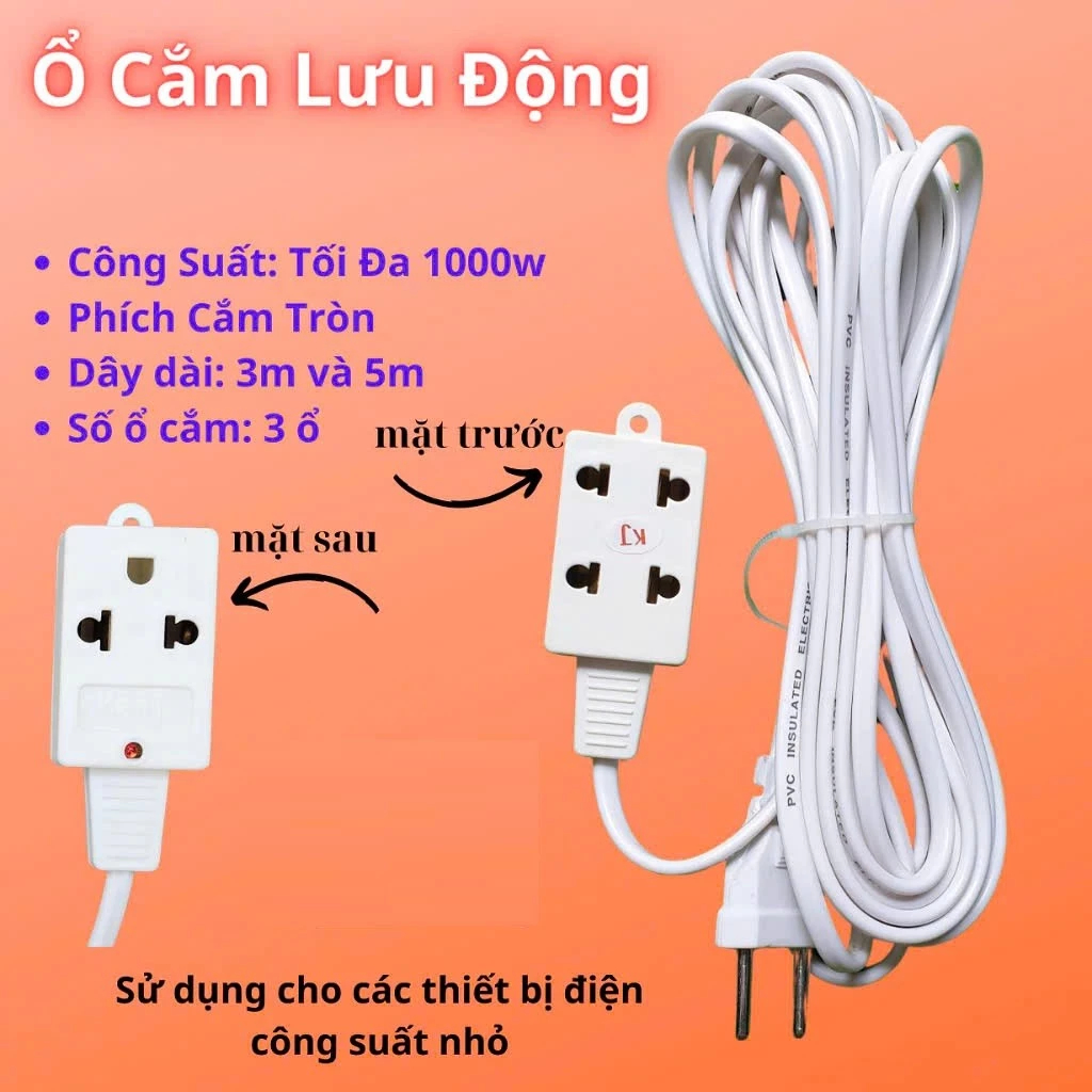 [Top Value] Ổ Cắm lưu động Có Dây 3m - 5m (ổ lưu động)