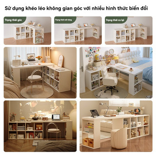 PANDA Bàn góc đa năng Sắp xếp khoa học tiết kiệm không gian kết hợp bàn trang điểm và bàn làm việc