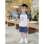 Bộ cotton hoạ tiết cho bé, bộ thun basic cổ tròn bé trai cá tính