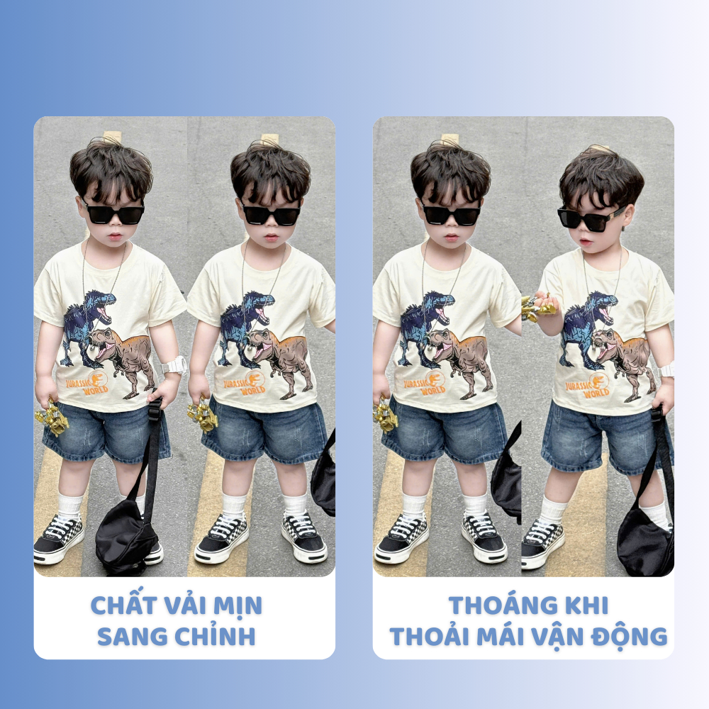 [À ƠI SHOP] E74- bộ cộc quần bò khủng long nâu xanh- a116.879