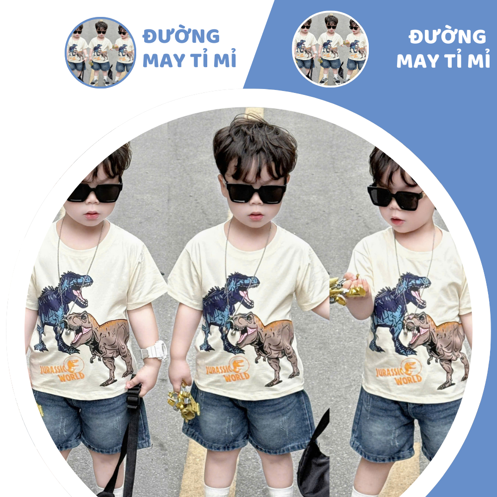 [À ƠI SHOP] E74- bộ cộc quần bò khủng long nâu xanh- a116.879