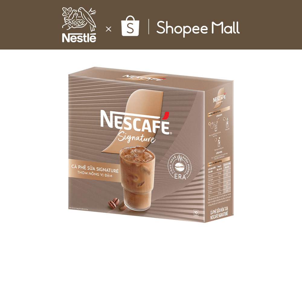 Combo 2 hộp Cà phê sữa NESCAFÉ Signature Hộp 10 gói THƠM NỒNG VỊ ĐẬM