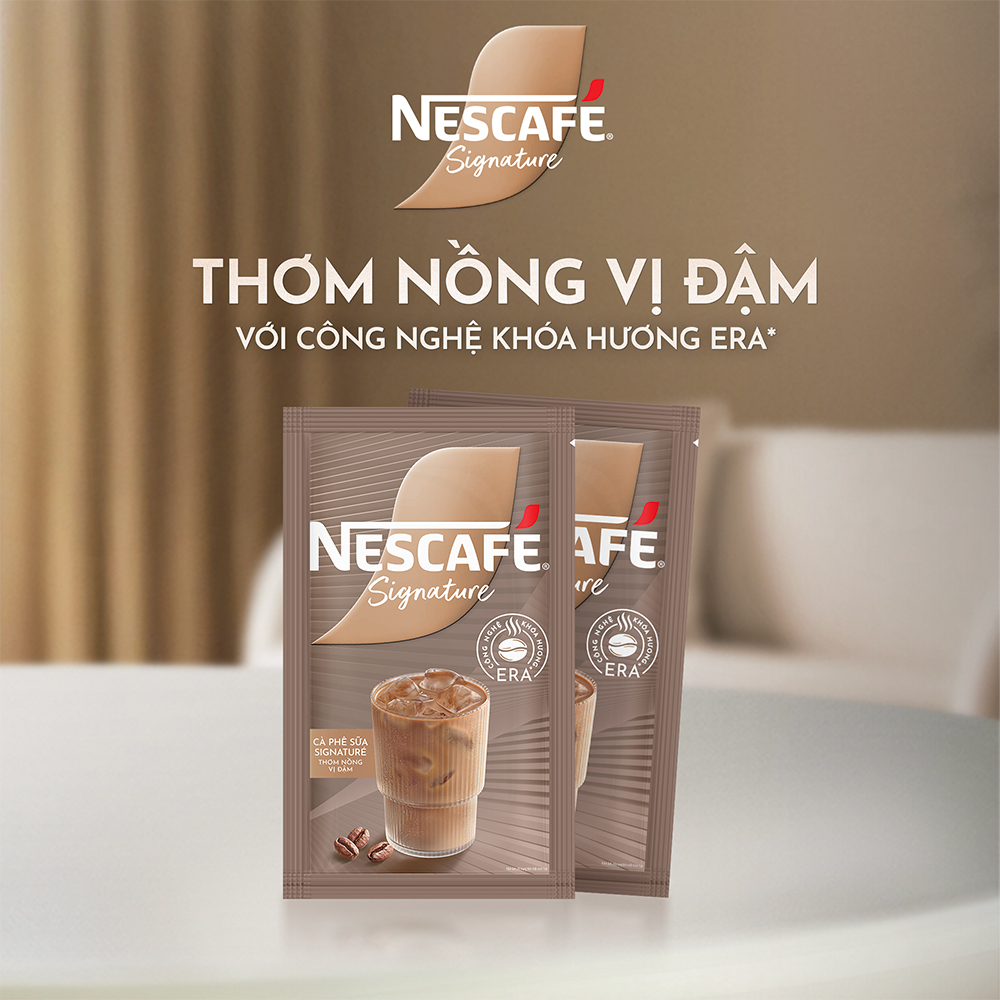 Combo 2 hộp Cà phê sữa NESCAFÉ Signature Hộp 10 gói THƠM NỒNG VỊ ĐẬM