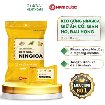 Kẹo gừng Ningica Nam Dược (Gói 10 viên) giảm say xe, huyết áp thấp, nhiễm lạnh