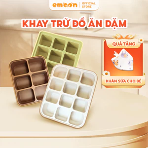 Khay trữ đồ ăn dặm Emoon chia ngăn thông minh, chất liệu silicone bạch kim an toàn cho bé
