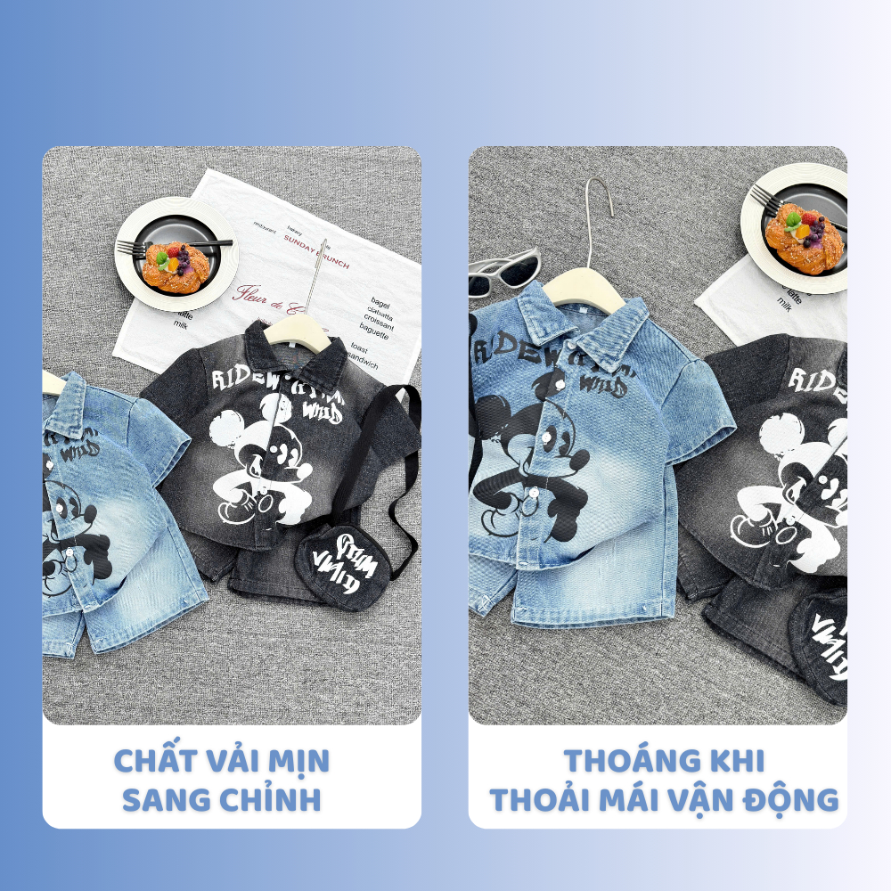 [À ƠI SHOP] E65- bộ sơ mi bò mickey trắng ridew- a108.325