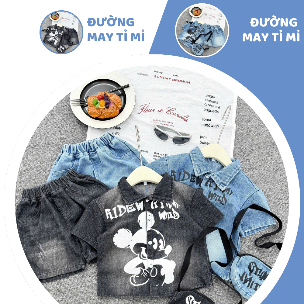 [À ƠI SHOP] E65- bộ sơ mi bò mickey trắng ridew- a108.325