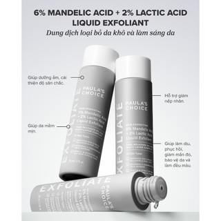 Dung dịch tẩy tế bào chết Paula's Choice 6% Mandelic Acid + 2% Lactic Acid Liquid Exfoliant 88ml