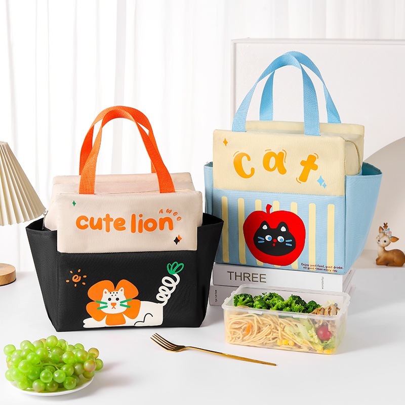 Túi Đựng Hộp Cơm Giữ Nhiệt Lunch Bag Họa Tiết Mặt Cảm Xúc Dễ Thương Mun Store TCOMLION69