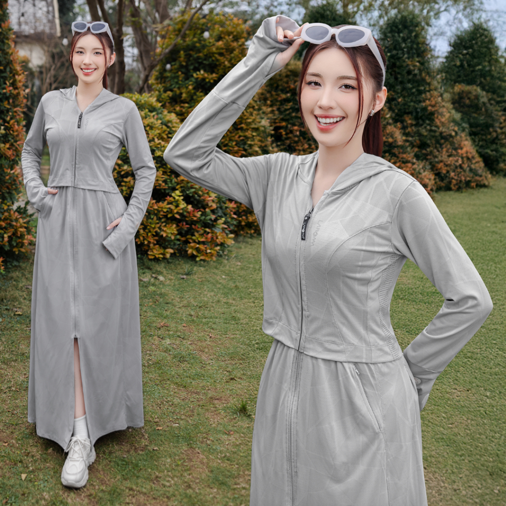 LAROMA Áo Chống Nắng DÁNG DÀI Vải Coolair UV Dệt 2 lớp | UPF50+ | Vải Thơm | Làm Mát | Thoáng Khí