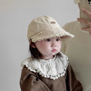 Mũ vành tròn viền ren vải mát thoáng khí cho bé gái từ 5 tháng - 2 tuổi