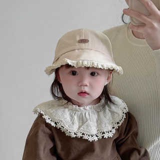 Mũ vành tròn viền ren vải mát thoáng khí cho bé gái từ 5 tháng - 2 tuổi