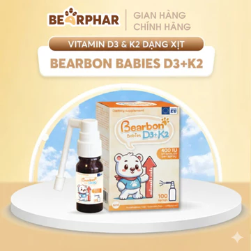 Vitamin D3K2 cho Bé dạng xịt Bearbon Babies - Bổ sung Vitamin D3 K2, Hỗ trợ hấp thu Canxi, phát triển xương, não bộ Bé