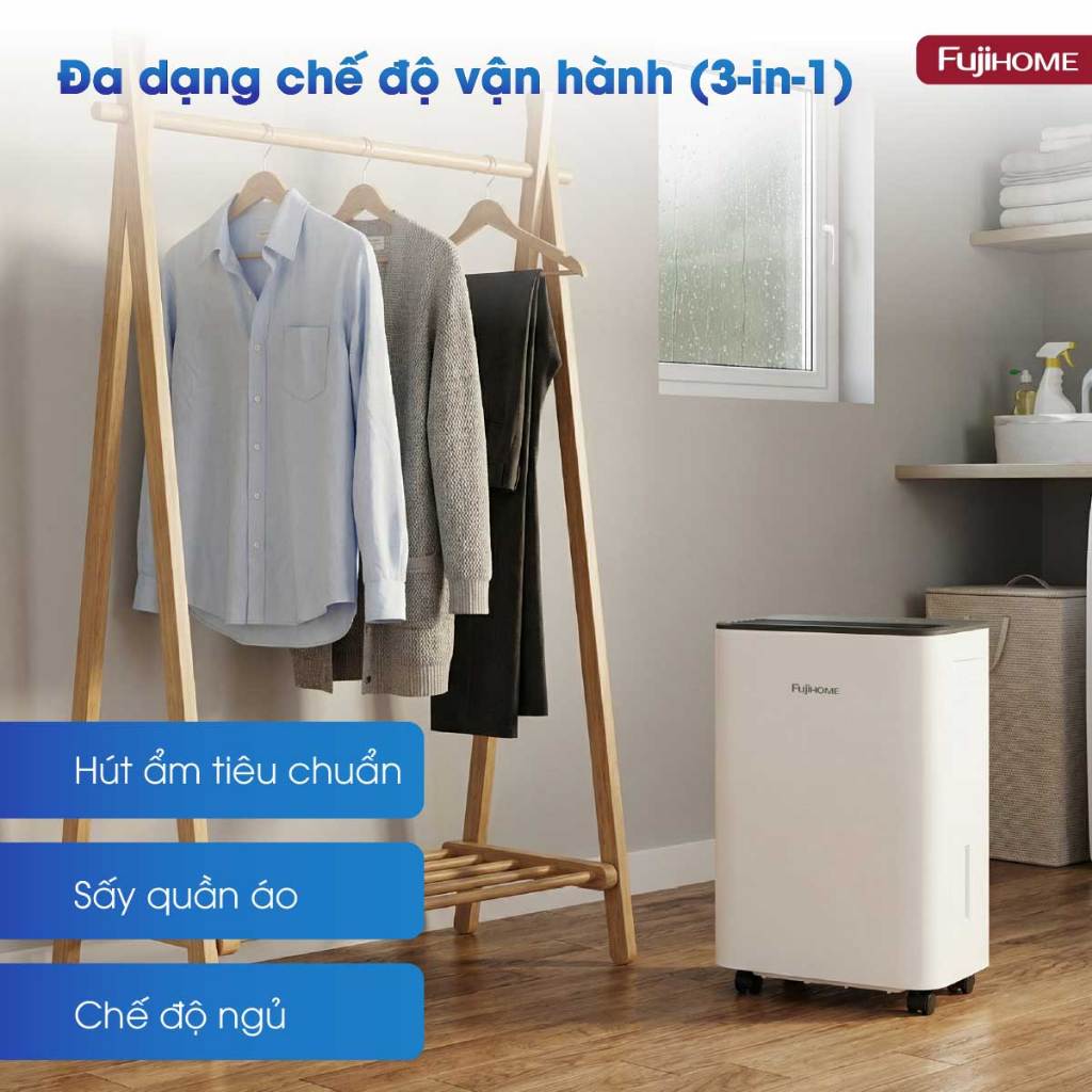 Máy hút ẩm chống nồm  Nhập Khẩu FUJIHOME DH12LITE cho căn hộ nhỏ,, máy hút ẩm 16 Lít tiết kiệm điện