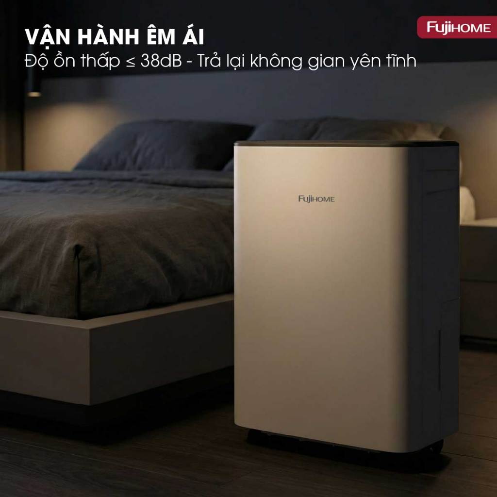 Máy hút ẩm dung tích 6L Nhập Khẩu FUJIHOME DH06LITE cho phòng nhỏ 10-16m², chạy êm tiết kiệm điện