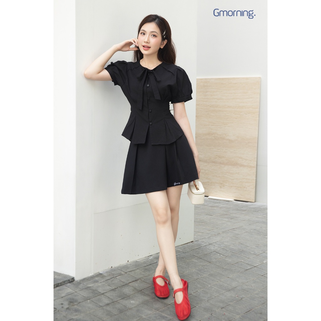 Chân Váy Ngắn Form A Xoè GUMAC Phối Xếp Ly To Cách Điệu Chất Xược Ý 2 Lớp Có Lót Quần YVG04064