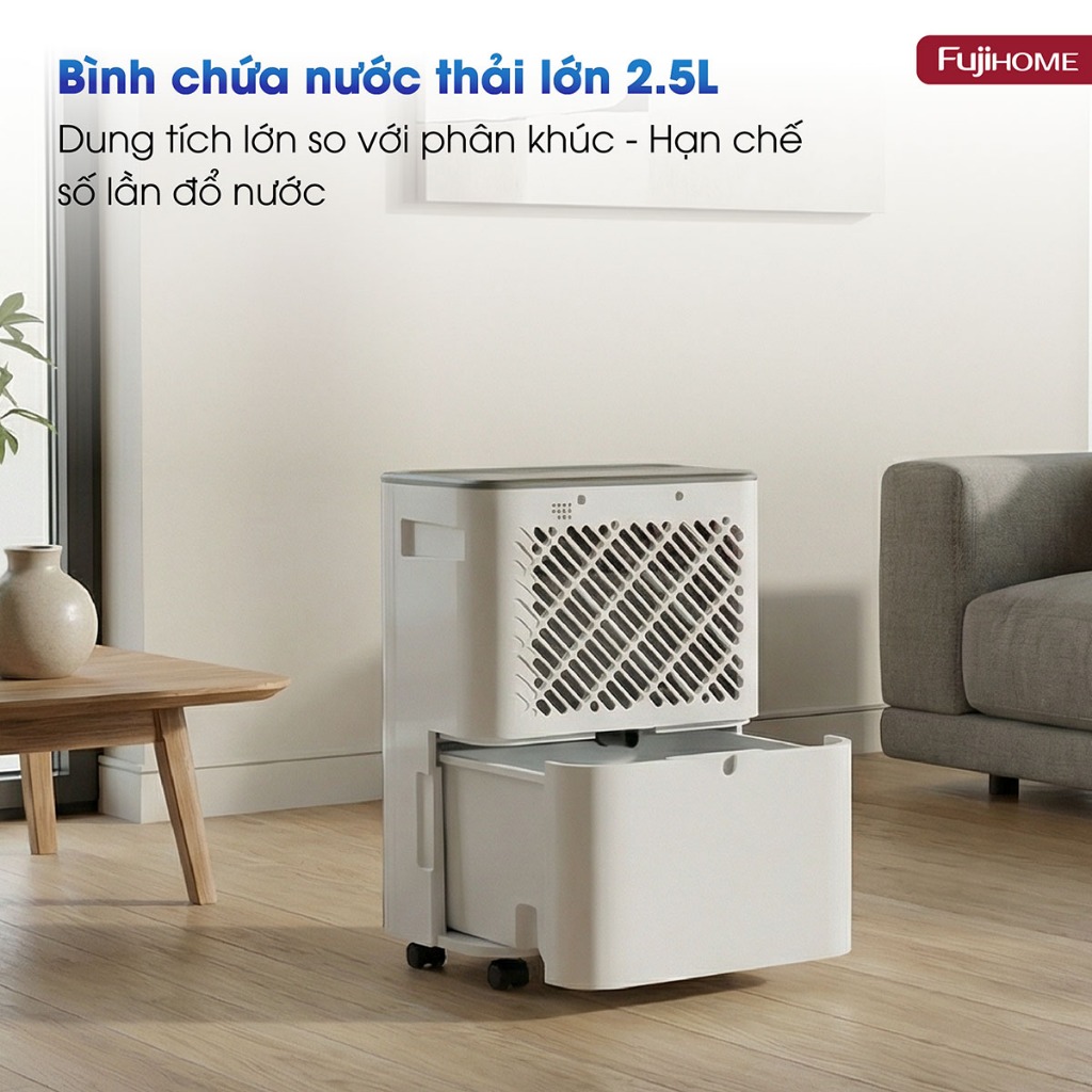 Máy hút ẩm chống nồm  Nhập Khẩu FUJIHOME DH12LITE cho căn hộ nhỏ,, máy hút ẩm 16 Lít tiết kiệm điện