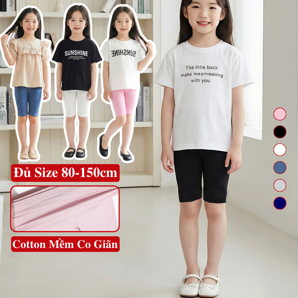 Quần Legging Đùi Mùa Hè Cho Bé Gái KooKoo Vải Mềm Maị, Legging Đùi  Trẻ Em Cho Bé Gái.