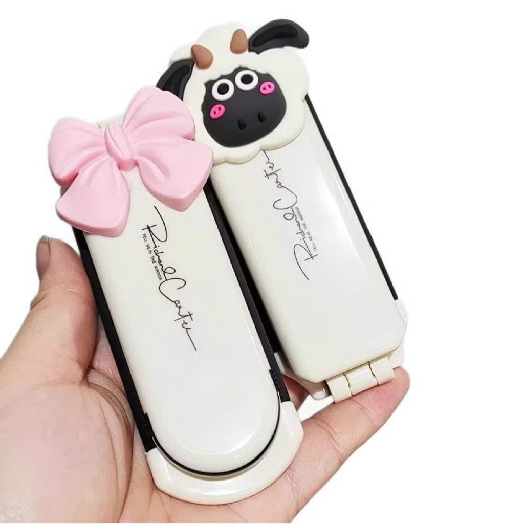 Lược Gập Mini 2 Trong 1 Kèm Gương Hình Cừu Dễ Thương – Lược Chải Tóc Bỏ Túi Tiện Lợi