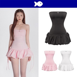 Đầm cúp ngực dáng ngắn xòe bồng DKMV thiết kế buộc nơ hông đáng yêu kèm quần trong Areum Dress|  K-D21