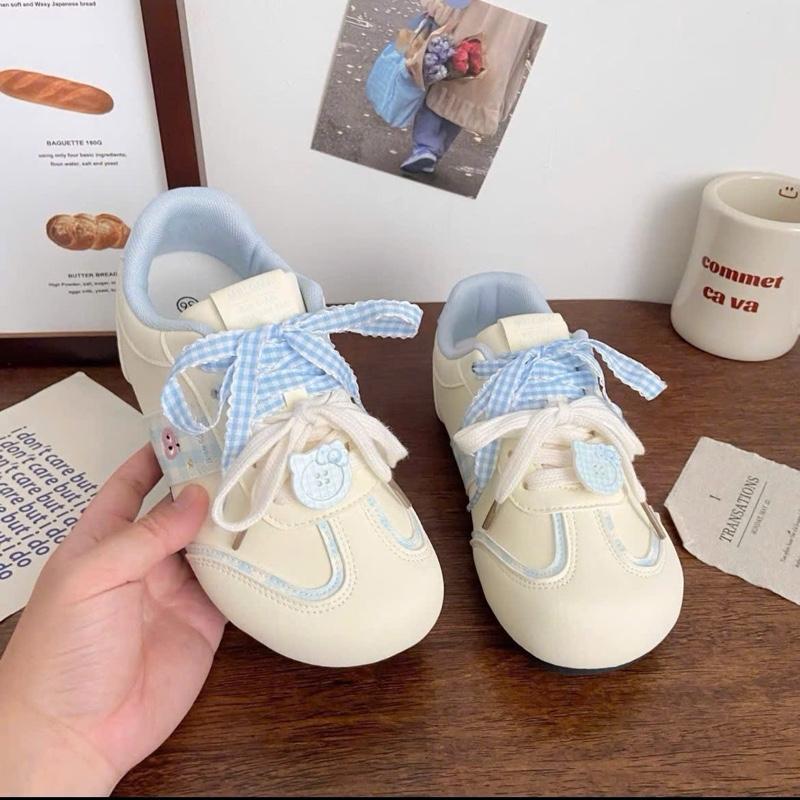 GIÀY THỂ THAO NỮ,GIÀY SNEAKER NỮ ĐÍNH NƠ MÀU PASTEL DỄ THƯƠNG