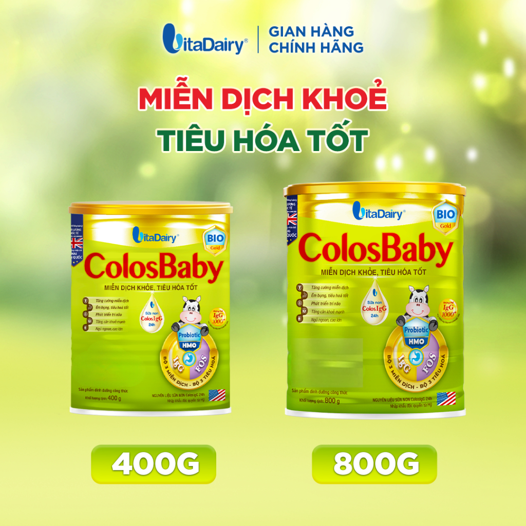 [COMBO TIẾT KIỆM 1.2KG] Sữa bột ColosBaby Bio Gold cho trẻ - Hỗ trợ tiêu hoá, bổ sung dinh dưỡng - Lon (400g+800g)