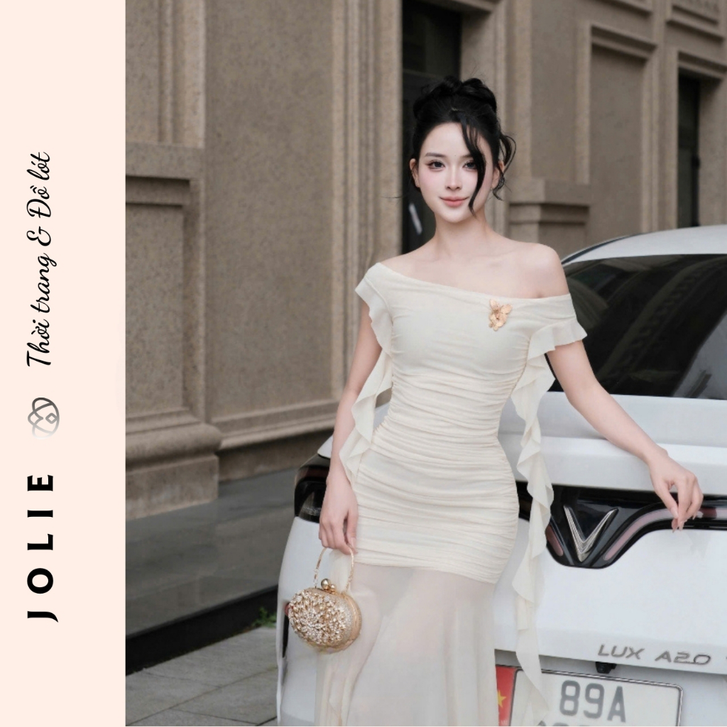 Đầm Xòe Công Chúa Phối Ren Cao Cấp Đính Hoa Nổi Thủ Công JOLIE