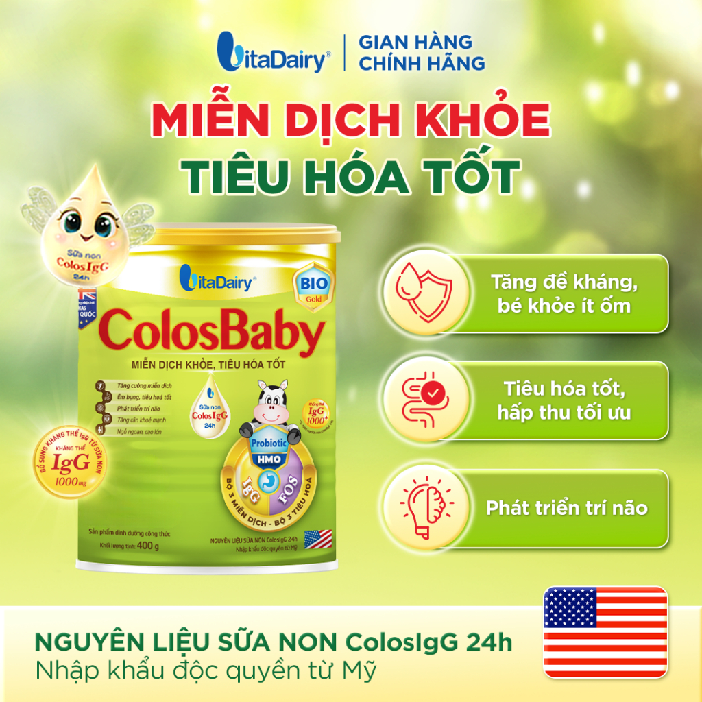 [COMBO TIẾT KIỆM 1.2KG] Sữa bột ColosBaby Bio Gold cho trẻ - Hỗ trợ tiêu hoá, bổ sung dinh dưỡng - Lon (400g+800g)
