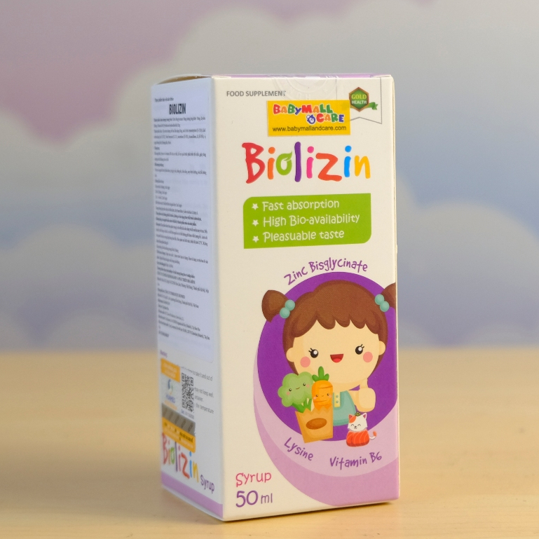 Babymall & Care Biolizin Syrup 50ml – Bổ Sung Kẽm Bisglycinate Lysine Vitamin B6 Cho Bé