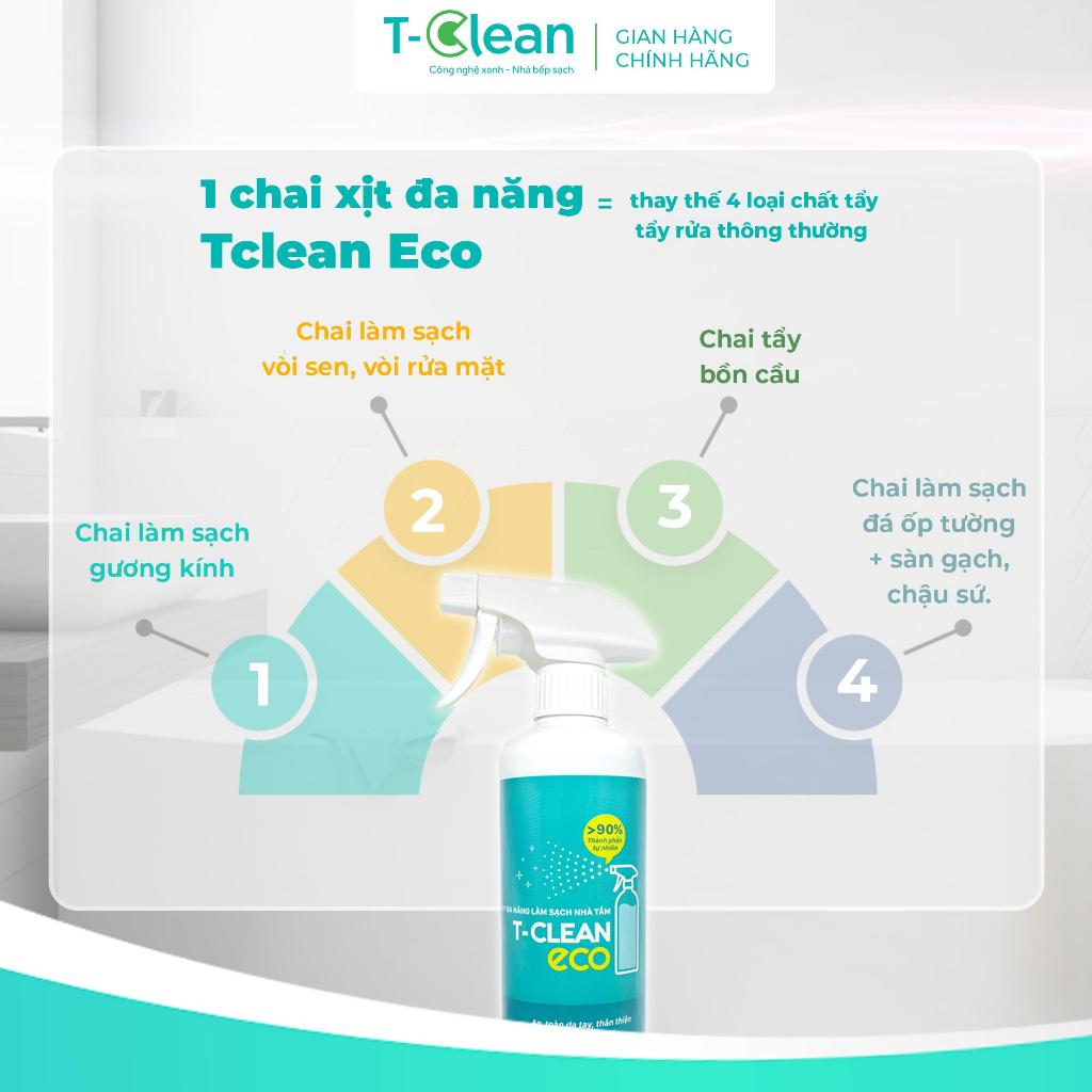 Chai xịt đa năng nhà tắm TClean tẩy cặn canxi, ố vàng, làm sạch bóng vòi sen, inox, lavabo