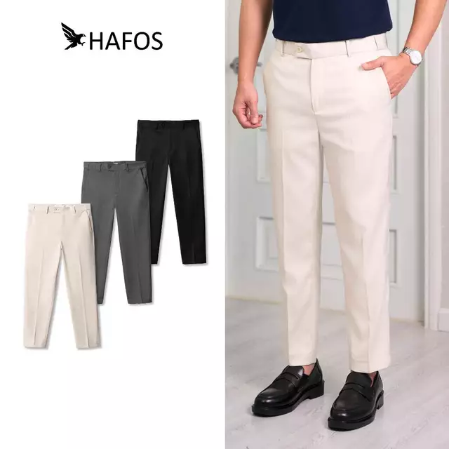 Quần tây nam CLASSIC HAFOS quần âu nam chất vải cotton dày dặn, quần sidetab nam co giãn tốt, hạn chế nhăn