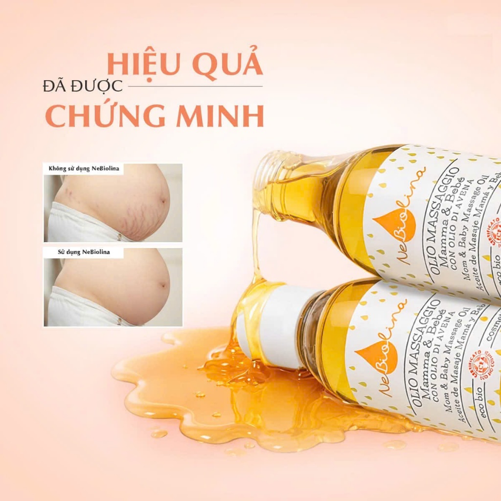 Dầu Massage cho Mẹ & Bé chiết xuất Yến Mạch Hữu Cơ NeBiolina,Làm Mờ Vết Rạn Cho Mẹ Và Dưỡng Ẩm Cho Bé 100ml