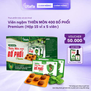 TPBVSK Viên Ngậm Thiên Môn 400 Bổ Phổi Premium TITAFA Hộp 15 vỉ x 5 viên - Hỗ trợ giảm đau rát họng, khản tiếng, ho
