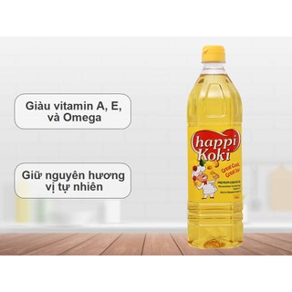 Thùng 12 chai Dầu ăn cao cấp Happi Koki chai 1 lít