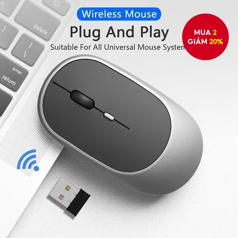 Chuột Bluetooth Dual Mode (USB+BT) Sạc Pin Cao Cấp - Chuột Máy Tính Không Dây Silent Chống Ồn Đa Năng